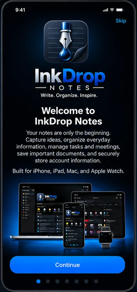 InkDrop Notes welcome screen